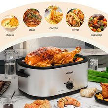 28 Quart Electric Roaster Oven with Visible & Self-Basting Lid, Large Turkey Roaster with Defrost Warm Function, Adjustable Temperature, Removable Pan Rack, Stainless Steel, Silver