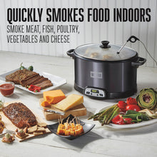 WESTON 2-in-1 Programmable Slow Cooker & Electric Indoor Smoker, 6 Quart, 3-Tier Smoking Rack for Meat, Cheese and More, Dishwasher Safe Crock, Temperature Probe, Includes 16 oz. Party Dipper, Black