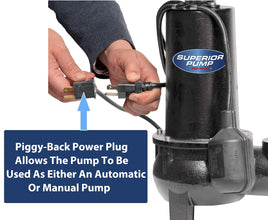 Superior Pump 93501 1/2-Horsepower Cast Iron Sewage Pump with Tethered Float Switch