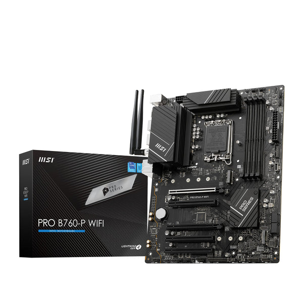 MSI PRO B760-P WiFi ProSeries Motherboard (Supports 12th/13th/ 14th Gen Intel Processors, LGA 1700, DDR5, PCIe 4.0, M.2, 2.5Gbps LAN, USB 3.2 Gen2, HDMI/DP, Wi-Fi 6E, Bluetooth 5.3, ATX)