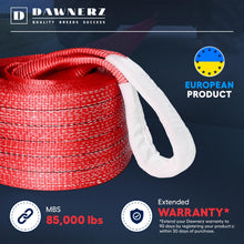 Dawnerz Tow Strap Heavy Duty 20 ft 85000 lbs - Recovery Tow Rope 6 m 42 Tons for Truck Bus Tractor