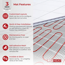 LuxHeat 35 Sqft Mat Kit (240v) Electric Radiant Floor heating System for Under Tile & Laminate. Underfloor Heating Kit Includes Heat Mat, Alarm & UTN4 OJ Microline Non Programmable Thermostat w/GFCI