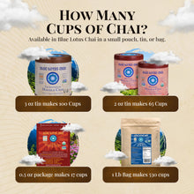 Blue Lotus Chai - Fully Organic Traditional Masala Chai - Makes 530 Cups - 1 Pound Bulk Bag Masala Spiced Chai Powder with Organic Spices - Instant Indian Tea No Steeping - No Gluten