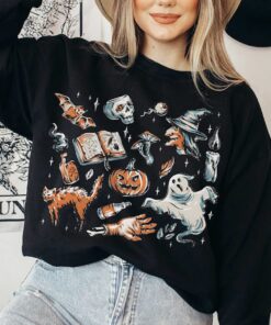 Vintage Halloween elements sweatshirt, Halloween Party sweatshirt for Women, Halloween things sweater