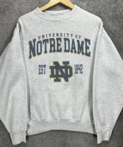 Vintage University Notre Dame Crewneck Sweatshirt, Retro Notre Dame Football T-Shirt, NCAA Football Gameday Tee, Football Fan Gifts