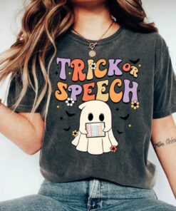 Trick Or Speech Shirt, Retro SLP Shirt, Halloween SLP Shirt, Speech Language Therapy Shirt, Halloween Speech Therapist Shirt